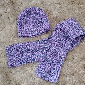 Handmade Crochet Think Multipurple Hat and Scarf